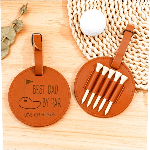 KEMEILA Best Dad by Par - Personalized Wooden Golf Tee Holder, Fathers Day & Birthday Gift for Coach, Grandpa, Uncle