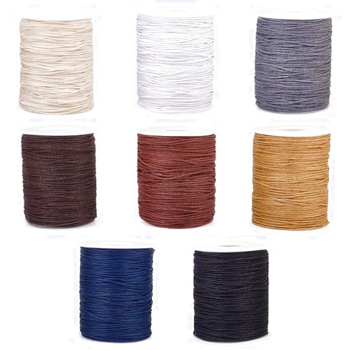 PH PandaHall 800 Yards 1mm Waxed Cord, 8 Colors Waxed String Cotton Waxed Thread Beading Cord for Chinese Knotting Wax Cord Necklace String for Jewelry Making Bracelet, Earth Tone