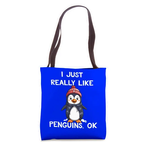 Penguins By Kindsokind Bird Lover I Like Penguins and Maybe 3 People Funny Penguin Tote Bag