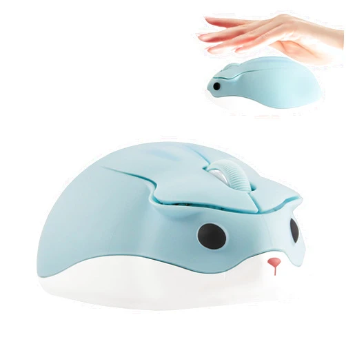 PloutoRich Wireless Mouse, Cute Hamster Mouse for Small Hands, 2.4G 1200DPI Noiseless Mouse with USB Receiver, Cordless Kids Mouse for PC Laptop Tablet Computer Chromebook MacBook-Blue