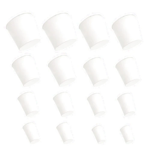 Medsuo16pcs Solid Rubber Stoppers, Laboratory Rubber Plug, Tapered Hole Bung for Pipe Tank Bottle Sealing, 8 Different Sizes (White)