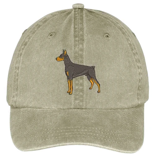 Trendy Apparel Shop Doberman Embroidered Dog Theme Low Profile Dad Hat Cotton Cap