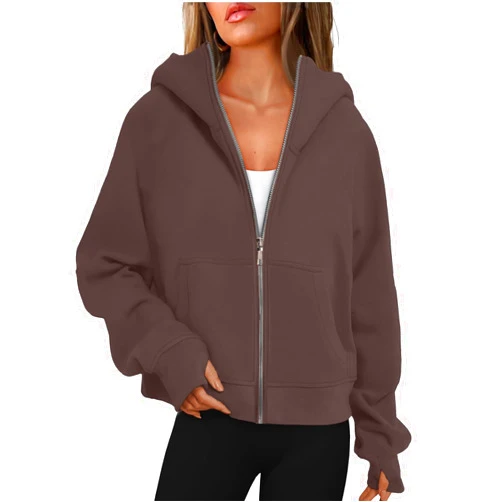 Generic Hoodies for Women Zip Up Hoodies Y2K Oversized Sweatshirts Teen Girl Fall Casual Jackets with Pockets 2024