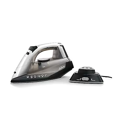 Sunbeam Cordless or Corded 1500-Watt Anti-Drip Ceramic Hybrid Clothes Iron with Vertical Steam and Auto-Off Function (GCSBNC-200), Grey