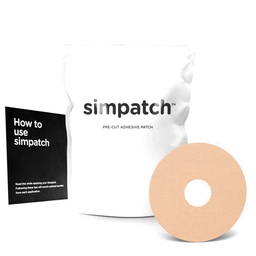 SIMPATCH – Universal Adhesive Patch, 0.8-Inch Hole (30-Pack) – Waterproof Adhesive, CGM Tape – Multiple Color Options Beige
