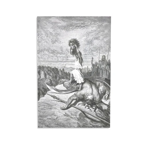 TIANJIAX Made in USA David Slays Goliath Gustave Dore Bible Scene Romanticism Art Print Poster Wall Art Canvas Art And Wall Art Picture Print Modern Family Bedroom Decors Unframe 08x12inch(20x30cm)