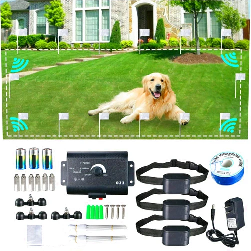 SUXIAN Electronic Dog Fence, Remote Dog Training Shock Collar & Underground/In-ground Electric Electronic Dog Boundary Containment Fence System,300m Wire, Harmless for All Dogs,for3dogs
