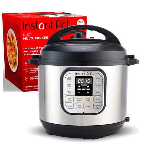 Instant Pot Duo 7-in-1 Mini Electric Pressure Cooker, Slow Rice Cooker, Steamer, Sauté, Yogurt Maker, Warmer & Sterilizer, Includes Free App with over 1900 Recipes, Stainless Steel, 3 Quart