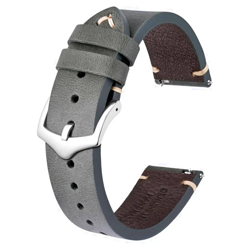 BISONSTRAP Men's Watch Bands, Hand-Stitched Leather Watch Straps, Quick Release, 18mm 19mm 20mm 21mm 22mm