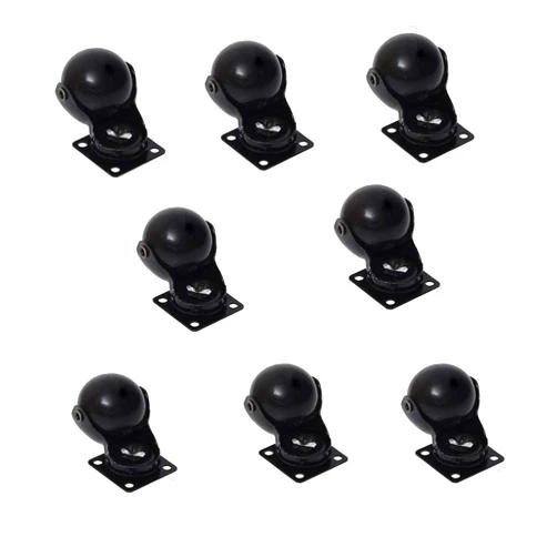 Norgail Ball Caster Wheels 1.5 inch Polypropylene with 360 Degree Top Plate for Furniture Carts Workbench, Black, Pack of 8