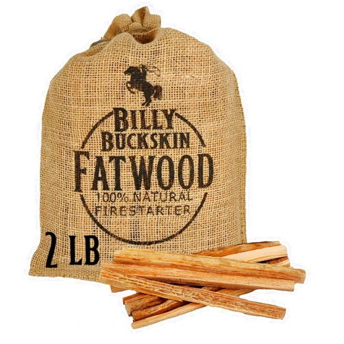 BILLY BUCKSKIN HOME & BEAUTY Billy Buckskin Co. Fatwood Fire Starter Sticks | Easy & Safe Fire Starter | Start a Fire with just 2 Sticks | Works in Any Weather Conditions | Burlap Bag (2.00, Pounds)