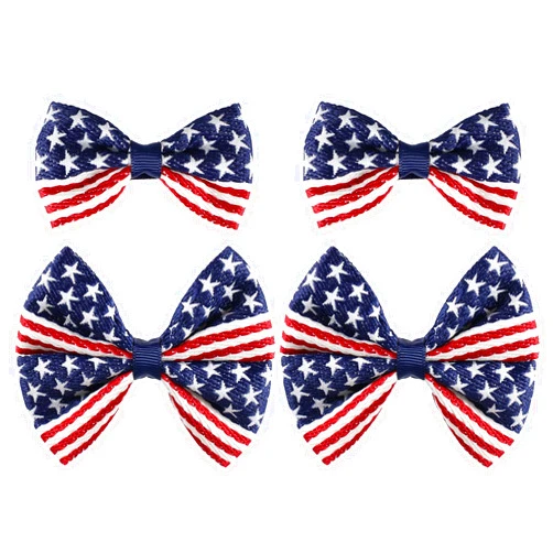 Miroksh 4 Pcs Girls American Flag Hair Bow Clips Patriotic Red White and Blue Stars Stripes Alligator Hair Pins Barrette July Fourth Independence Memorial Day Outfit Decor Accessories Gift
