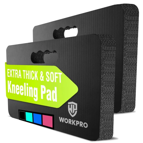 WORKPRO Extra Thick Kneeling Pad, 2-Pack, Soft NBR Foam Cushioning for Knee, Large Foam Kneeler Mat for Gardening, Bathing Baby, Exercise, Workout Supplies, 17.5 x 11 x 1.5 in, Black