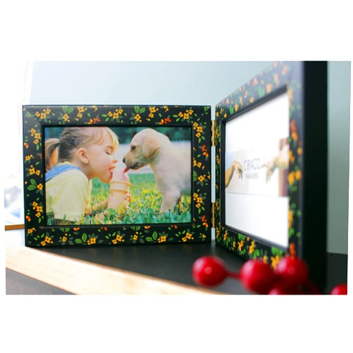 Handmade Japanese Floral Chic Natural Garden Print Double Single Hinged Black Wooden Photos Art Ikebana Flowers Pattern Quality Girly Frames Unique Decoration Gift
