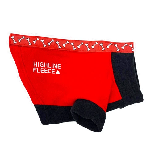 DOGGIE DESIGN Highline Fleece Dog Coat Red and Black Rolling Bones (Size 24)