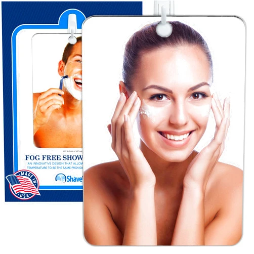 The Shave Well Company Shave Well XL Anti-Fog Shaving Mirror | X-Large Fogless Hanging Bathroom Shower Mirror with Handheld Option for Men and Women | Includes Long-Lasting Removable Adhesive Hook for Wall