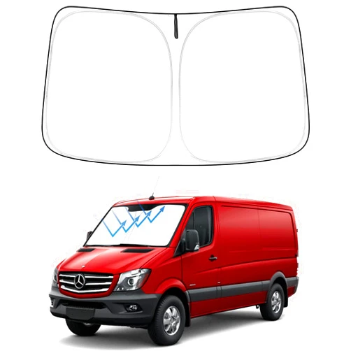 Proadsy 2025 Upgrade Windshield Sunshade Custom Fit 2007-2024 2025 Mercedes Benz Sprinter, Freightliner Cargo Crew Passenger Motorhome Foldable Sunshade Protector Accessories