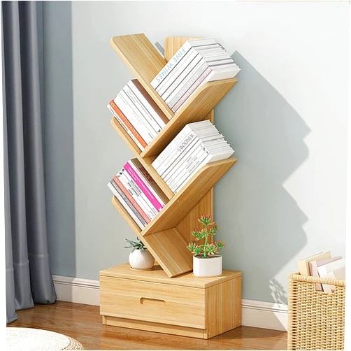 HFRUUWSEHJJKK Bookshelf with Drawer,Floor Standing Bookcas with Wooden Shelves,Modern Book Storage Rack (Nature 5 Tier 48x20x101cm) (Nature 5 Tier 48x20x101cm)