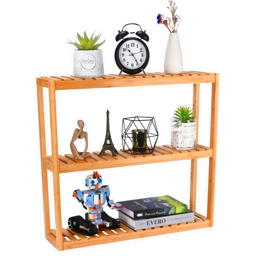 Bamodi Bamboo Bathroom 3 Tier Shelf - Multi-Shelves Bathroom Rack - Open Shelf Organizer for Kids Bedroom, Living Room, Office, Kitchen - Standing Storage Display Shelf for Towel, Book, Decor
