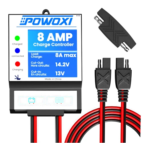 POWOXI Solar Panels Charge Controller, 8A Battery Regulator for 12V Solar Battery Charger, Solar Battery Maintainer and 12 Volt Batteries Power Kit