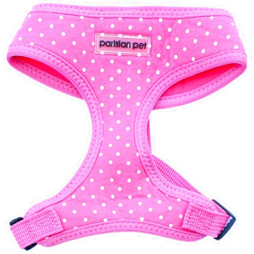 Parisian Pet Girl Dog Harness - Adjustable Dog Vest Harness - 100% Mesh Fabric No Pull Dog Harness Medium-Sized Dog - Polka Dot Cooling Dog Harness for Walking, Running, and Hiking - Puppy Harness - M
