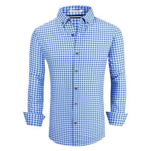 Alex Vando Mens Button Down Shirts Wrinkle Free 4-Way Stretch Print Business Casual Shirt