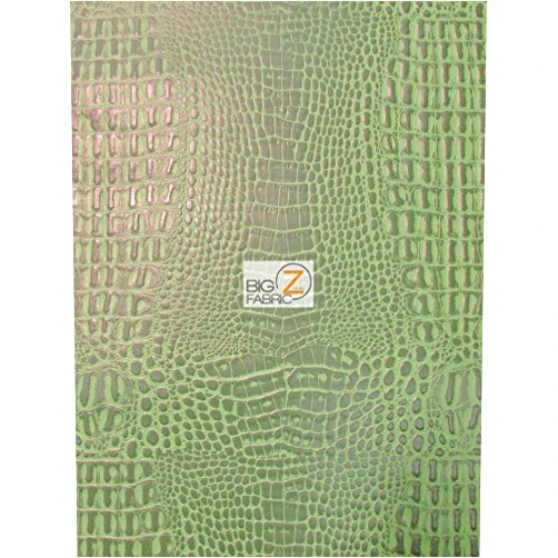 AquaGuard® Crocodile Marine Vinyl Fabric 14 Colors 1-5-10-15-20-30 YDS Waterproof PVC Upholstery Commercial Outdoor (Venom Green, 15 Yards)