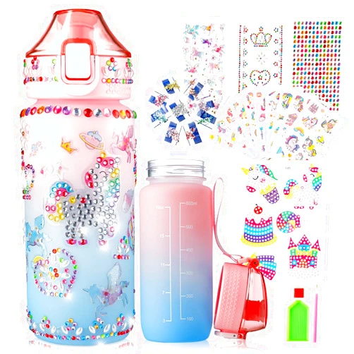 Cirzone Decorate Your Own Water Bottle for Girls Age 4-6-8-10 with Unicorn Stickers,Birthday Unicorns Gifts for Girls,Arts and Crafts for Kids Ages 8-12,Toys for Ages 5-7