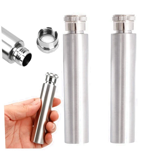 Qusmeiyici 2PCS Stainless Steel Tube Hip Flask,1 Oz Hidden Flasks for Liquor for Men, Multifunctton Pocket Mini Small Pocket Flask,Cigar Shaped Pocket Drinking Tubular Bottle
