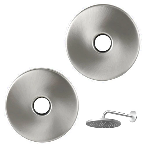 IMPRESA Shower Arm Flange - 3.5-Inch Brushed Stainless Steel, 2-Pack, Modern - Conceals Overcuts & Gaps, Easy DIY Install & Fits Standard 1/2-Inch Shower Arms
