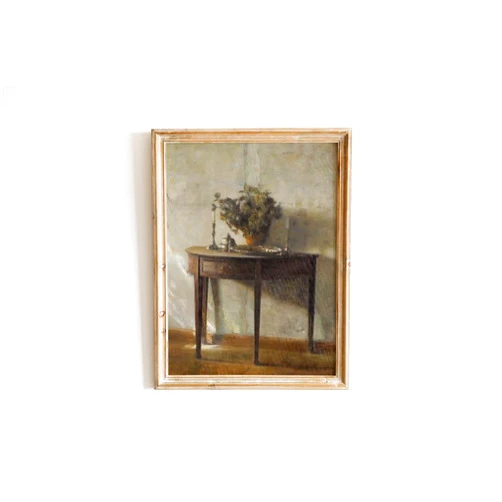 Custom Cottage Core Decor Vintage Oil Painting Still LifePrint, Neutral Wall Art Preppy Wall Decor