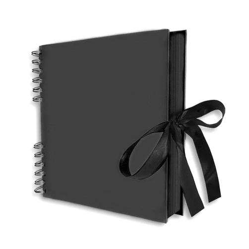FunSponsor Scrapbook Photo Album with Retro Book for Craft Paper Great for Craft Paper Father's Day Gifts, Valentines Day Gifts (10x7（in）Black)