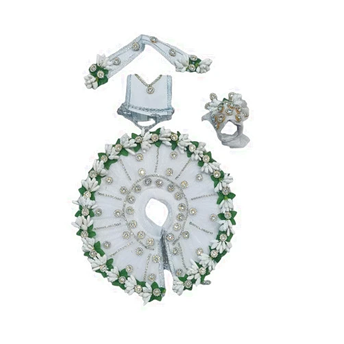 DAUJI ENTERPRISES Holi and JANMASHTAMI Special Latest Designed Dress for LADDU Gopal JI(White Colour)(Set of 1 Complete Dress)(for 6 no. Laddu Gopal Ji)