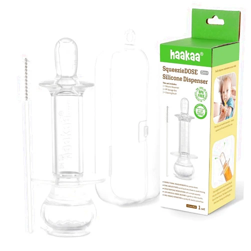 Haakaa SqueezieDOSE Silicone Liquid Dispenser (8ml) – Multi-Purpose Baby Feeding Syringe/Liquid Medicine Dispenser – Accurate Dosing for Kids’ Medication 0 Month +