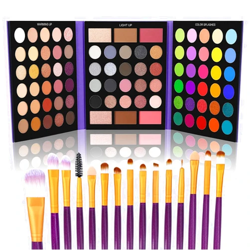 UCANBE 86 Colors Nude Eyeshadow Palette with 15pcs Makeup Brushes Set, Matte Glitter Long Lasting Highly Pigmented Waterproof Colorful Eye Shadow Contour Blush Powder Highlighter All in One