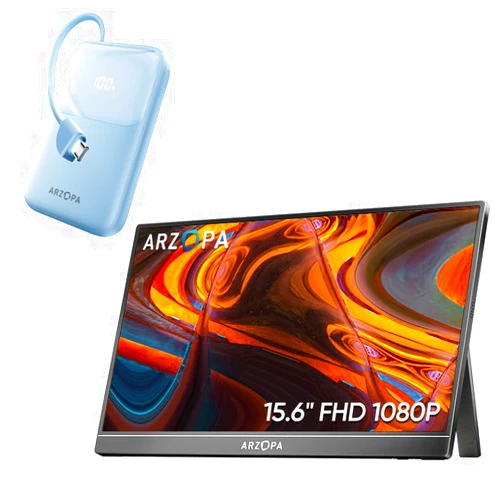 ARZOPA 15.6 Portable Monitor & 10000mAh Power Bank Combination