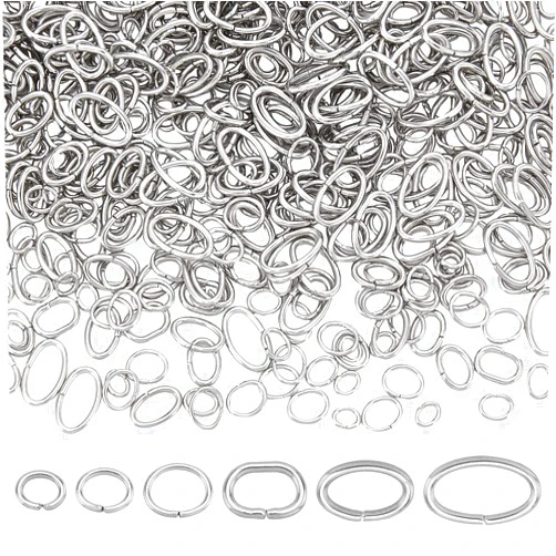 AHANDMAKER 600 Pcs 6 Sizes 304 Stainless Steel Oval Linking Rings, Open Jump Rings, Oval Jumps Rings Stainless Steel Jewelry Rings Connectors for DIY Jewelry Making