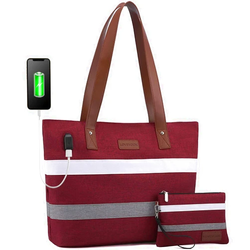 LOVEVOOK Laptop Shoulder Work Tote Bag for Women,Lightweight Casual School Bag Fits 15.6 In Laptop Handbag Purse 2pc/set