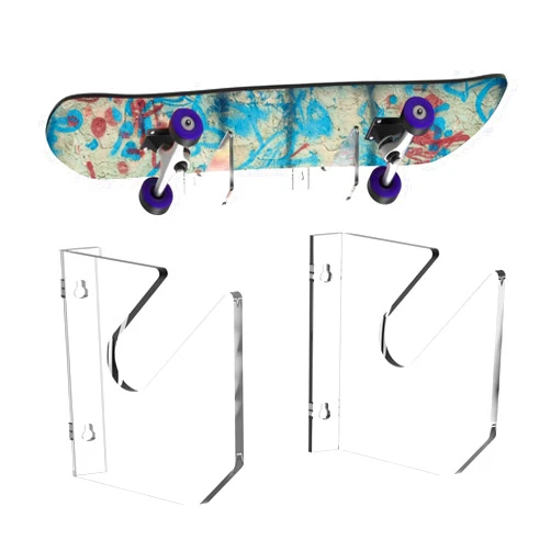 DASHTHER Skateboard Wall Mount Display Rack, Horizontal Skateboard Rack with Hangers for Snowboard, Longboard, and Skateboard Storage