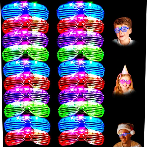 Zaaaslsm 20 Pack Led Glasses,Light Up Glasses,Glow Glasses Glow In The Dark Party Supplies Suitable For Kids/Adults, Rave neon Flashing Party For Birthday Mardi Gras New Year's Eve Decoration