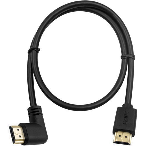 Poyiccot HDMI 2.0 Male to Male Cable 90 Degree, 2 Feet / 60cm Gold Plated High Speed HDMI Male to Male Right Angle Cable 60Hz, 4K * 2K (M/M Right)