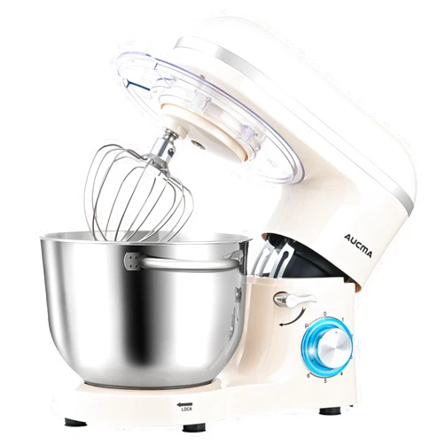 Aucma Stand Mixer, 6.5QT 660W 6-Speed Tilt-Head Food Mixer, Kitchen Electric Stand Mixer with Dough Hook, Wire Whip & Beater (Almond Cream, 6.5QT)