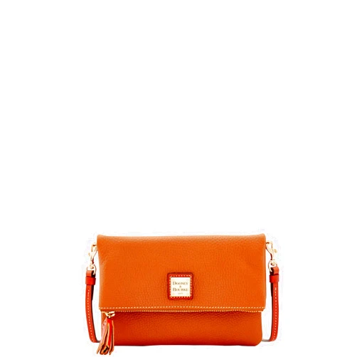 Dooney & Bourke Women's Foldover Zip Crossbody in Pebble Grain Leather, Small Sized Handbag with Adjustable Shoulder Strap