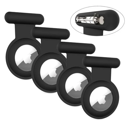 HLHGR 4PCS Airtag Case Holder for Kids,Hidden Apple Air tag Holder for Kids -Elderly Pet Clothing Safer Easy to Keep Hidden Black…
