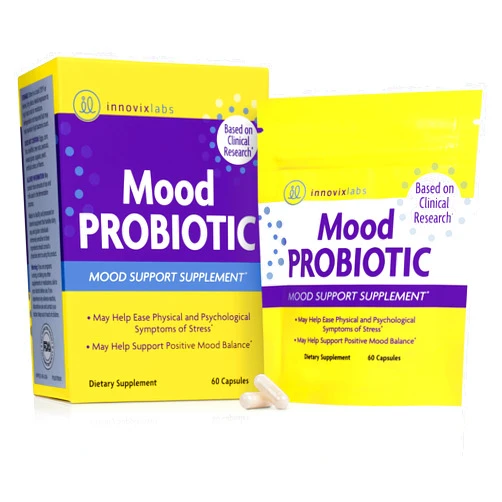 InnovixLabs Mood Probiotic Supplement - Clinically Studied Digestive & Mood Probiotics for Women and Men with Lactobacillus helveticus Rosell-52ND & Bifidobacterium longum Rosell-175, 60 Capsules