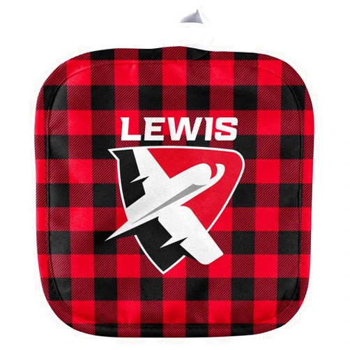 Campus Lab Lewis University Buffalo Check Heat Resistant Pot Holder with hanging loop for Indoor/Outdoor Kitchen and BBQ Cooking and Baking