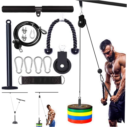 Monfasye Mtgluk Cable Pulley System Upgraded DIY LAT and Lift Weight Pulley Machine Attachment Home Gym Forearm Wrist Roller for Triceps Pull Downs Biceps Curl Forearm Shoulder