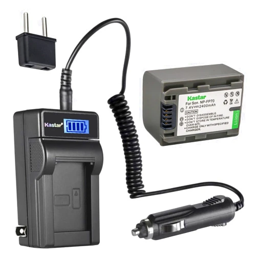 Kastar 1-Pack NP-FP70 / NP-FP71 Battery and LCD AC Charger Compatible with Sony DCR-DVD404, DCR-DVD405, DCR-DVD505, DCR-DVD602, DCR-DVD605, DCR-DVD653, DCR-DVD703, DCR-DVD705, DCR-DVD755, DCR-DVD803