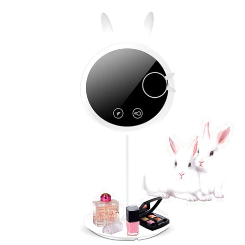 XFSE Makeup mirror New Bunny LED Fill Light makeup mirror with lighting Intelligent Fill Light Desktop makeup mirror ABS Small Gift White