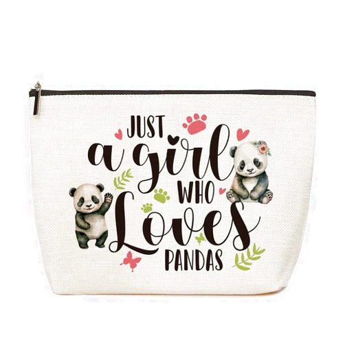 Lovdazzles Panda Gifts Just a Girl Who Loves Panda Animal Lovers Gift Christmas Graduation Birthday Gift for Women Girls Friends BFF Besties Panda Lovers Gift Preppy Makeup Bag